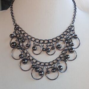 Paparazzi Metallic Black Hoop Necklace